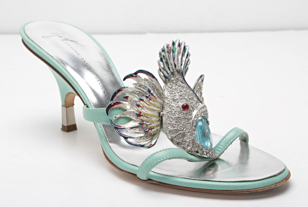 Giuseppe Zanotti Espuma De Mar Azul Joyas-Piraña Adornado Sandalias Tacón Alto 9-39 Giuseppe Zanotti Espuma De Mar Azul Joyas-Piraña Joyas-Piraña Joyas-Piraña Adornado Sandalias Tacón Alto 9-39 moda clasica
