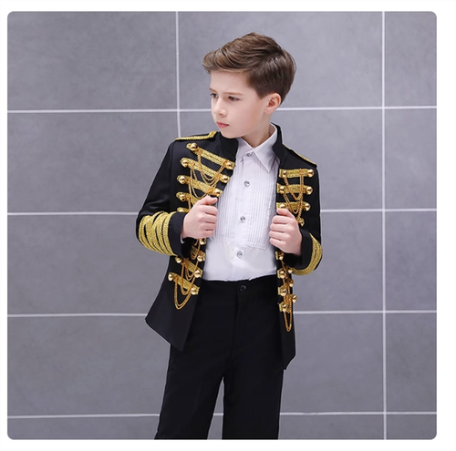 Children Boys Kids Hussar Suit Jacket Dance Show Costume Drummer Blazer Clothing - Picture 5 of 11