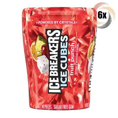 6x Bottles Ice Breakers Fruit Punch Ice Cubes - 40 Pieces Each - Sugar Free