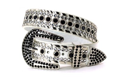 West Star Western Rhinestone Belt Bling Flashy White Black  display picture 1
