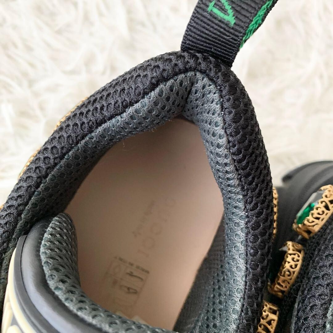 【グッチ】Flashtrek スニーカー レザー ビジュー 34.5 黒 GUCCI Sega Flashtrek sneaker shoes Black US5 UK34.5 low cut