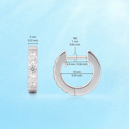 1pair 5A Cubic Zirconia Pure Titanium Hoops Hypoallergenic Titanium G23 Earrings - Picture 6 of 11