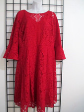 LANE BRYANT SIZE 18 RED LACE / LINED SHEATH DRESS