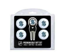 Seattle Kraken NHL (4) Regulation Size Golf Balls Divot Tool w/ Marker