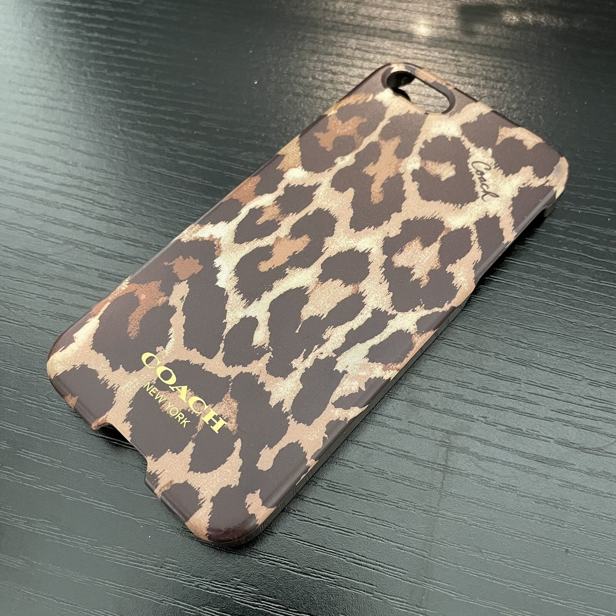 COACH iPHONE LEOPARD PRINT Brown Phone Case