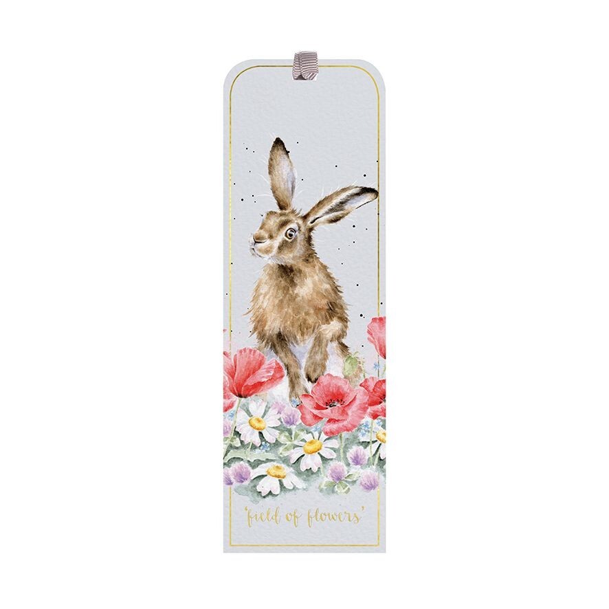 Wrendale Adorable Hare Bookmark - 50 x 150 mm Field of Flowers Book Mark