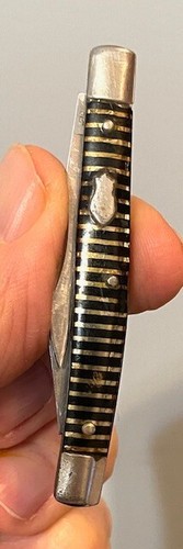 Vintage Imperial Two Blade Pocket Knife Black & Gold Handle