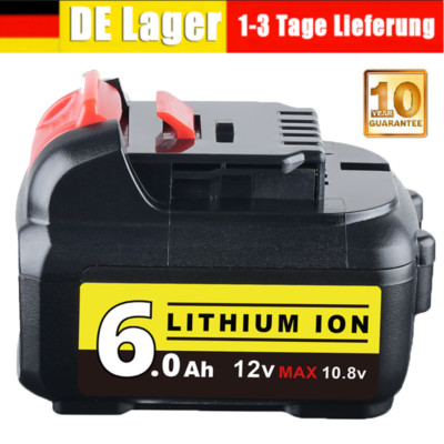 Akku 10,8V 12 V 6,0 Ah Lithium für Dewalt Elektrowerkzeug DCB120 DCB121 Ddb127