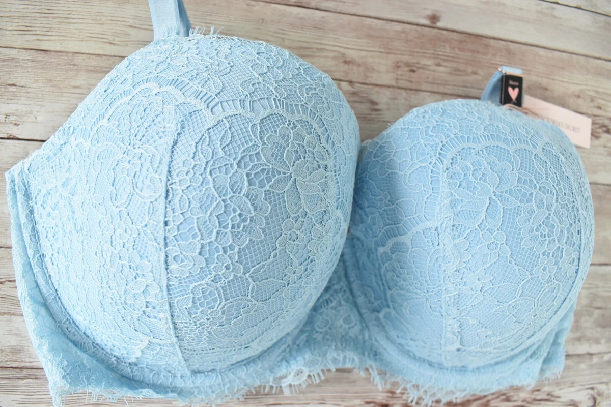 Victoria's Secret 36DDD/M *DREAM ANGELS* LINED DEMI LACE BRA SET *Blue Topaz*