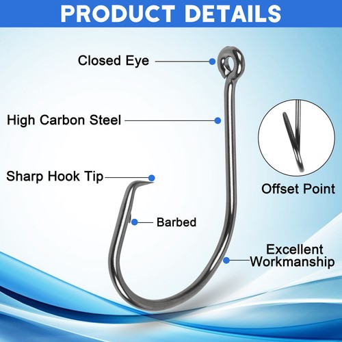 300pcs 2X Strong Sport Circle Hooks Assorted Offset Octopus Fishing Hooks Black - Picture 4 of 11