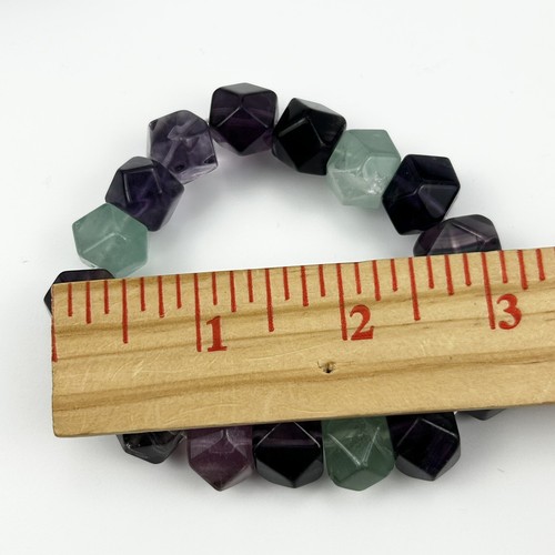 Impresionante pulsera elástica gruesa con cuentas de flourita arco iris piedra genuina LEER - Imagen 7 de 8