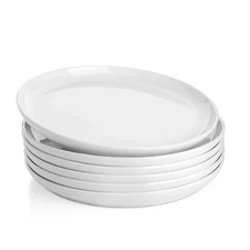 Sweese Porcelain Round Dinner Plates - 10 Inch - Set of 6, White