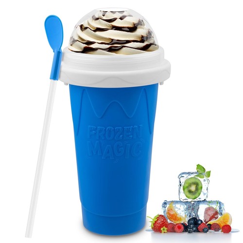 Slushie Maker Cup Magic Quick Frozen Smoothies Double Layer Milk Shake Cups Blue - 第 1/8 張圖片