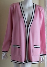 New Exclusively Misook Sz 3x Fab Pink White Acrylic Knit Iconic Jacket