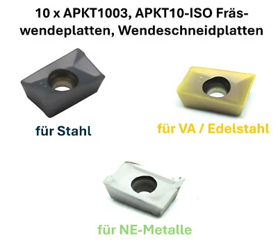 JUAN 10 x APKT1003 Wendeplatten Frässchneidplatten Stahl/ Alu/ Rostfreier Stahl NEU