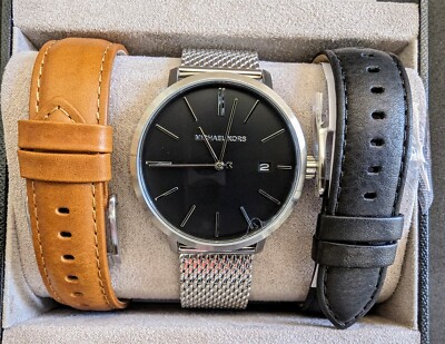 Michael Kors Men's Watch Blake Black Dial Gift Set Two Bonus