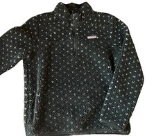 Vineyard Vines Sherpa Fleece Pullover Girls Medium - 1/4 Zip Navy Sweater