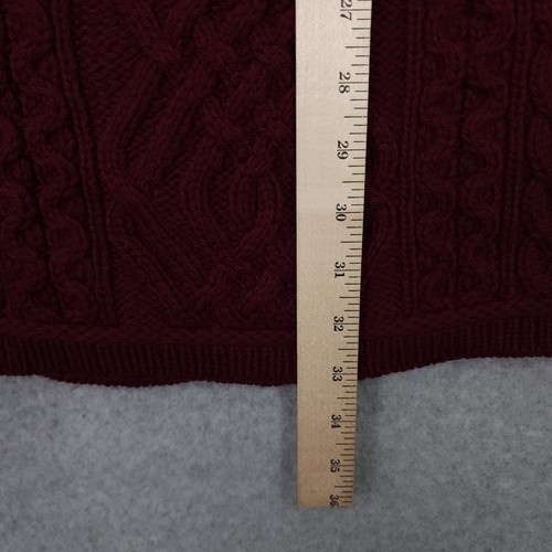Aran Crafts Sweater Womens Medium Merino Wool Cable Knit Long Wrap Collar Zip - Picture 10 of 10