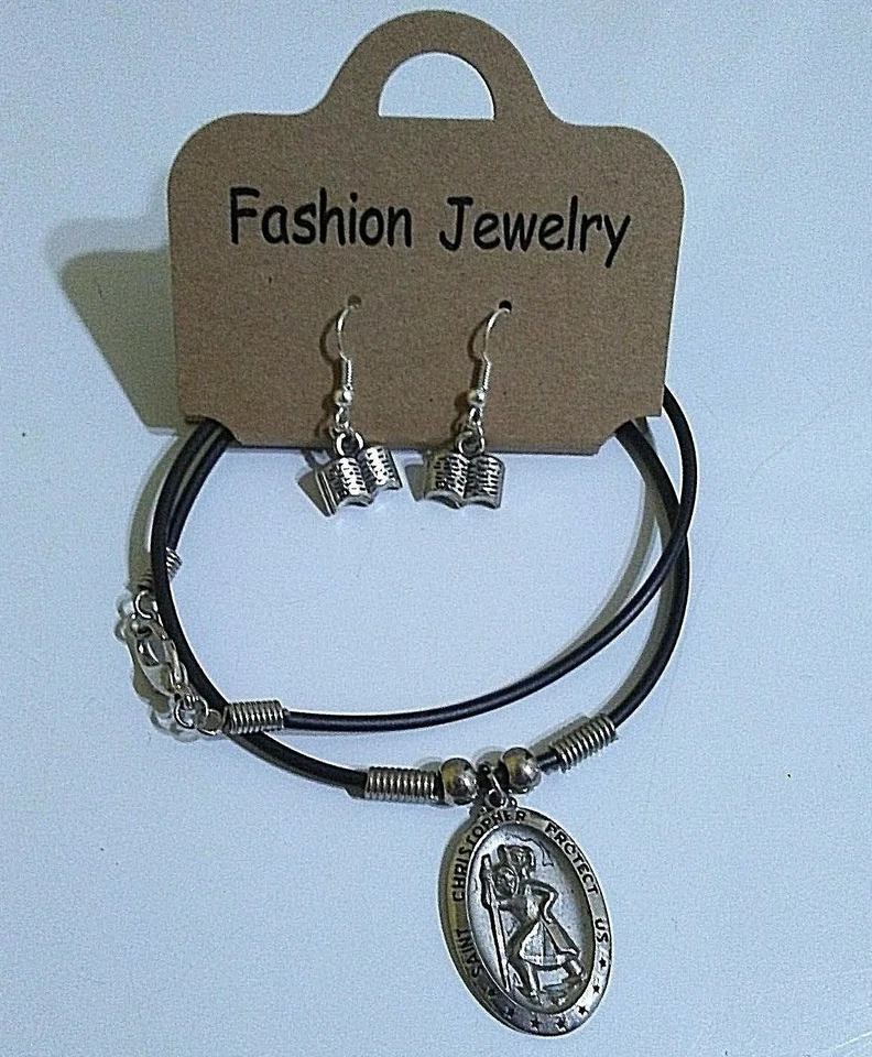 Christian Necklace and Earrings Set ~ Saint Christopher - Image 2 of 4