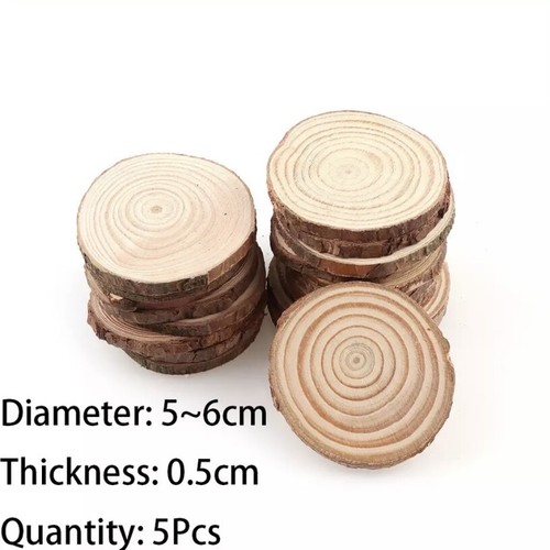 Natural Pine Wood Rounds - Unfinished Wood Slices with Bark - Log Discs - Picture 5 of 6