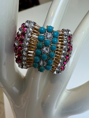 Princess Amanda Gold Plate 4.06 ct Ruby/Cz/Turrquoise Statement Ring Size 7.5 - Picture 12 of 17