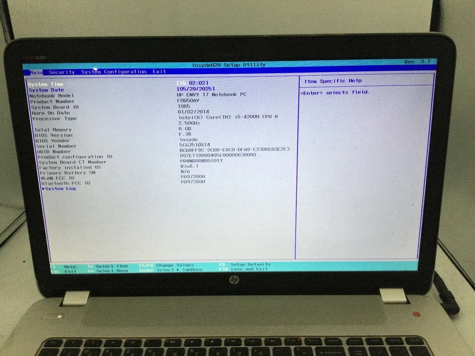 HP ENVY 17 NOTEBOOK - BOOTS TO BIOS - INTEL I5 4200M - 6GB RAM - 17" - READ - BB - Image 2 of 4