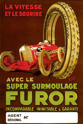 THE BEST TIRES PNEUS FUROR ANTIQUE CAR RACE RALLY ITALY VINTAGE POSTER REPRO