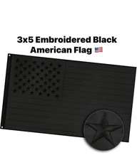 3ft x 5ft Embroidered Black "No Quarter Given" American Flag  - US Stock!