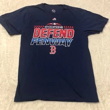 Boston Red Sox Shirt Adult Small Blue Red Mens Defend Fenway