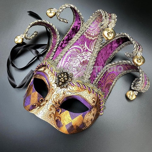 Couples Masquerade Mask Jolly Jester Cosplay Mardi Gras Prom Dance Wear or Deco - Picture 52 of 53