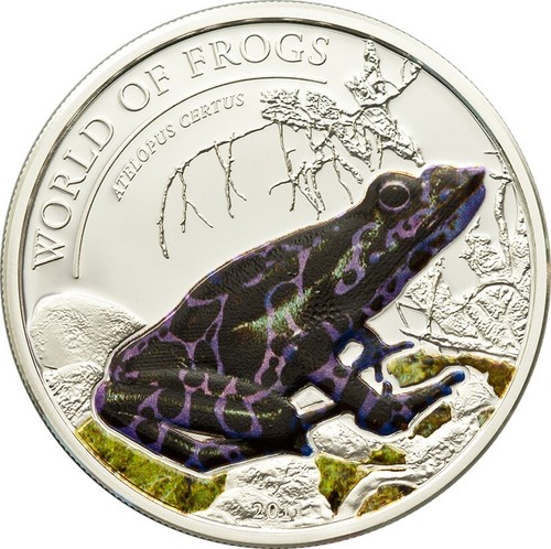 Rare 2011 Palau Proof Color Silver $2 Purple Frog-Gift Box-mintage 500 - Picture 2 of 3