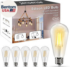 E26 LED Edison Light Bulbs 60W Equivalent Dimmable ST19 2700K 6 Pack