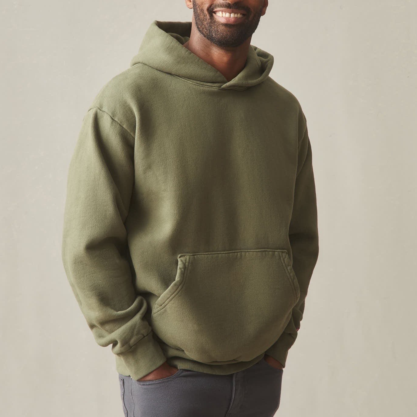 American Giant American Vintage Pullover Hoodie Unisex Large Olive Relaxed Fit