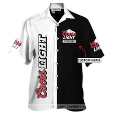 Coors Light CustomAloha Summer Beach Button Down Hawaiian Shirt