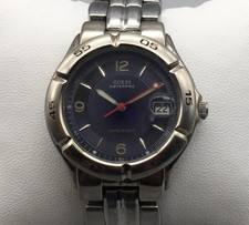 Guess Waterpro Watch Womens 33mm Blue Dial Date 100M New Battery 7.75"