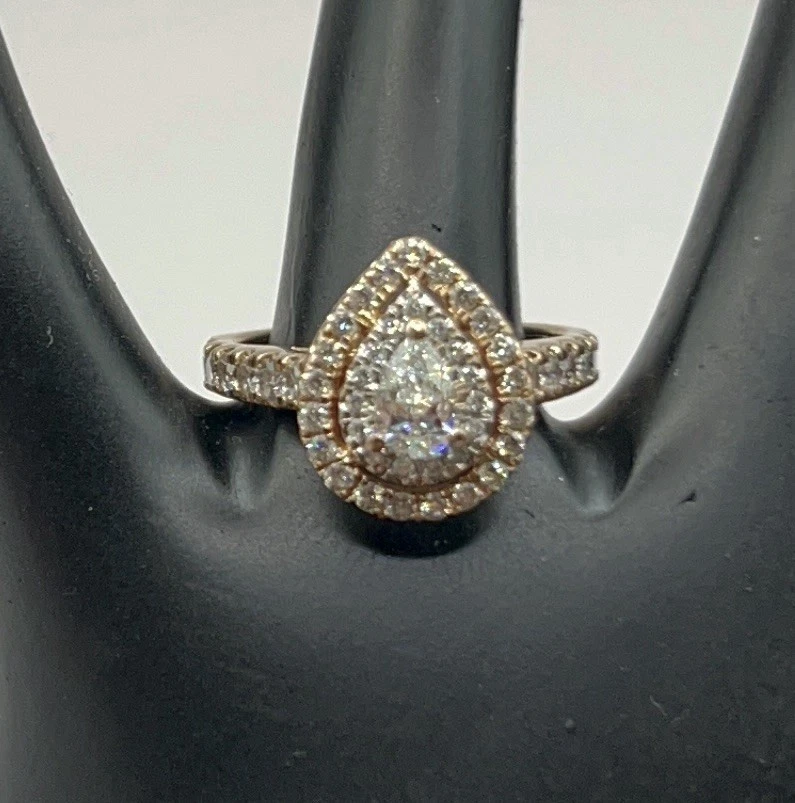 14kt Rose Gold Diamond Engagement Ring, 1ctw, Round And Pear Shape Diamonds - Image 4 of 4