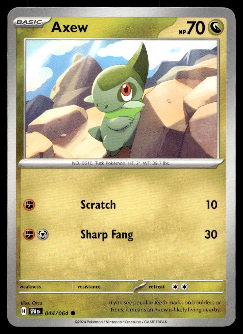 Axew 44/64 Pokemon Card Shrouded Fable Common 70 HP Near Mint K25