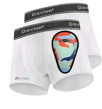 2-Pack Youth Boys White Boxer Sports Briefs w/ 1 Soft Protective Cup Sz Large