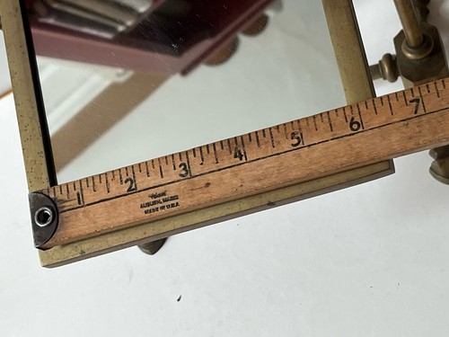"Espejo de afeitar tocador de mesa de latón vintage giratorio inclinable 12""x6"" espejo" - Imagen 10 de 13
