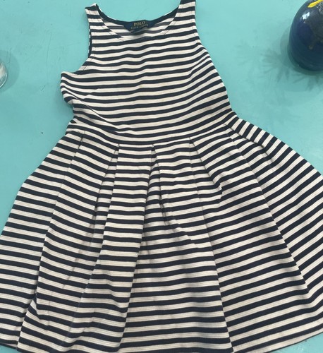Polo Ralph Lauren Girls Fit & Flare Navy/White Dress Size 10-12