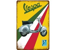 Vespa Retro Patina Blechschild Vintage Nostalgie Look 20x30cm  Italien Flagge