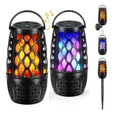 Upgraded Bluetooth Speaker, BT 5.3 Outdoor Speaker With RGB Flame LED lights ...