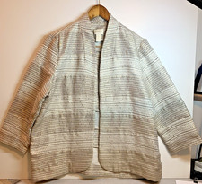 Chico's Open-Front Jacket Blazer Striped With Sequins - Size 3    C-11 