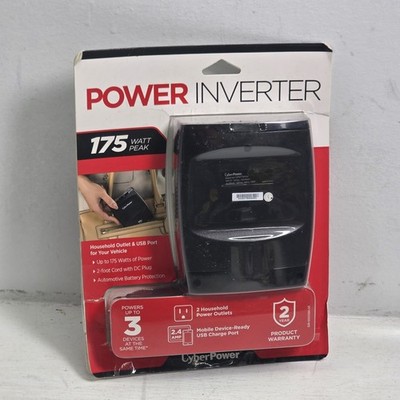 CYBERPOWER Powertrip 175W Mobile Device Power Inverter 2 Outlet CPS175PSU NWD