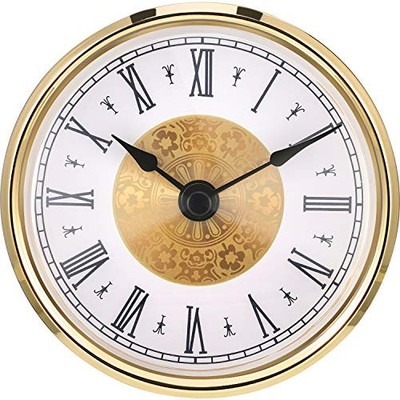 3-1/8 Inch (80 mm) Mini Quartz Clock Insert Round Clocks Head Insert Gold