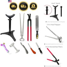 Horse Farrier Tools Set 9pcs Hoof Trimming Kit Horseshoe Pliers Hoof Nipper