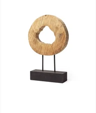 Mercana Ironwood II 18.8"H Brown wooden circular object on a pedestal