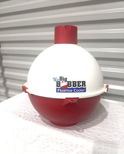 The Big Bobber Floating Cooler White/Red Plastic Floating Ice Chest Cooler