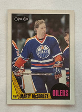 Marty McSorley Edmonton Oilers O-Pee-Chee 1987 Rookie Card #205.. rookie card picture