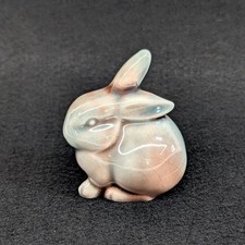 Vintage Ceramic Rabbit Bunny Figurine Pink Bl...
